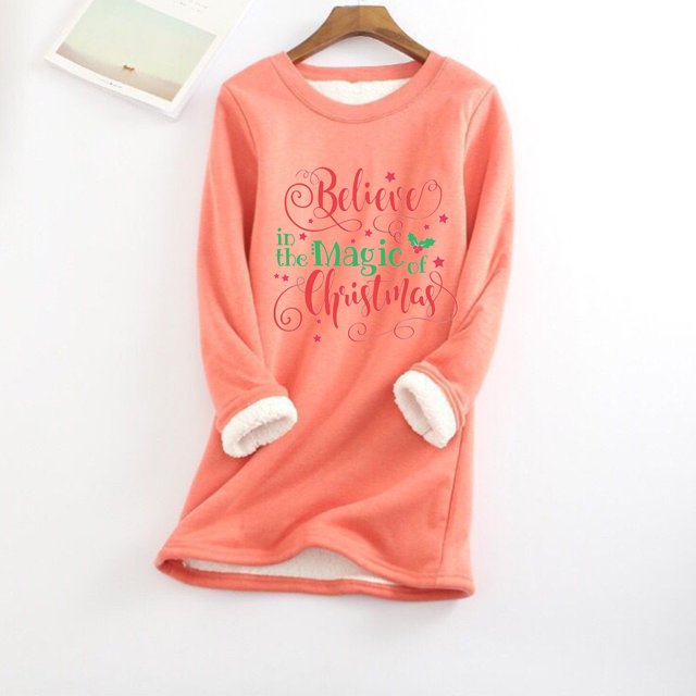 Jusqu'à 50 % de Réduction! Aqestyerly Hauts de Noël pour Femmes Liquidation Mode Imprimée Peluche Chaude