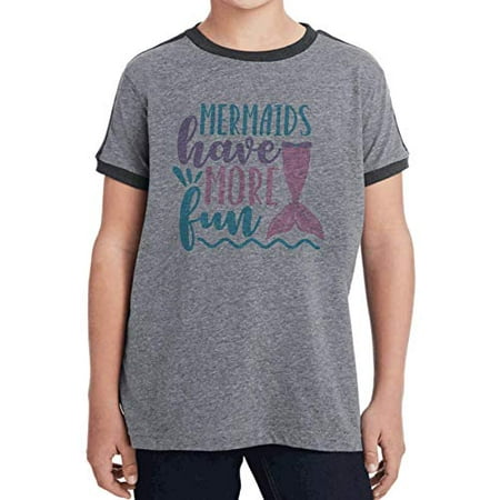 

7 ate 9 Apparel Girls Mermaids Have More Fun Grey Retro Ringer Tee