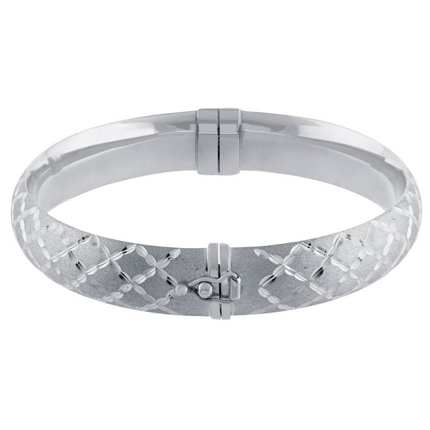 Hoop Earring and Bangle Bracelet Set in Sterling Silver
