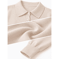 thumbnail image 2 of JWD Womens Cardigan Collared Knit Button Front Long Sleeve Sweater Top Lightweight Casual Layering Cardigan Oatmeal L, 2 of 7