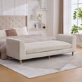 thumbnail image 4 of 83.1"Wide Modern Upholstered End of Bed Bench with Armrests, Chenille Chaise Lounge Couch with 2 Bolster Pillows, Daybed with Rubberwood Legs For Living Room,Bedroom,Apartment,Guestroom, Beige, 4 of 11