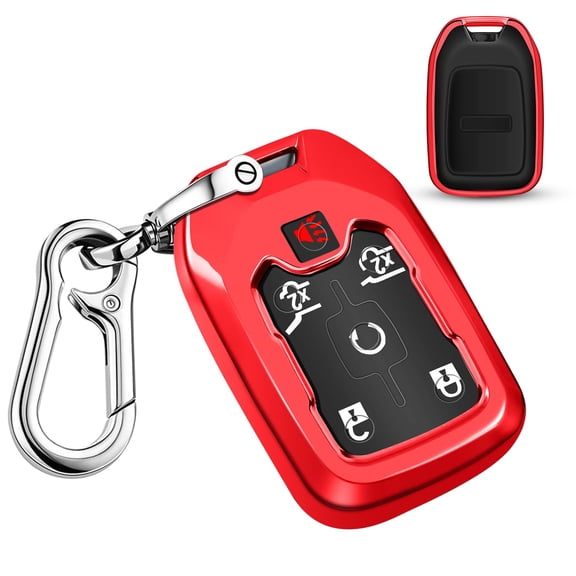 Durable TPU Key Fob Cover with Keyring for 2019-2021 Chevy Silverado GMC Sierra 1500 2500HD 3500HD Terrain Acadia Yukon Smart Remote 3 4 5 6 Button Protector Case
