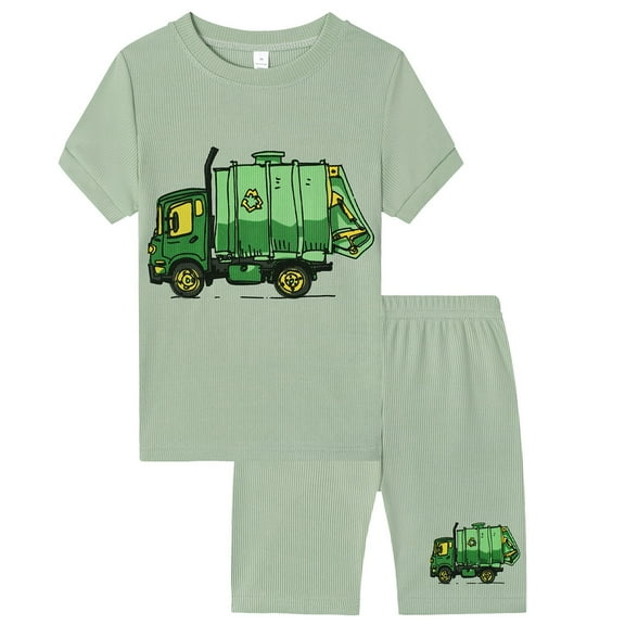 TAIAOJING Toddler Kids Baby Boys Cartoon Printed Cute Casual T-Shirt Grid Shorts Outfits Sets Relaxed Fit 7-8Y