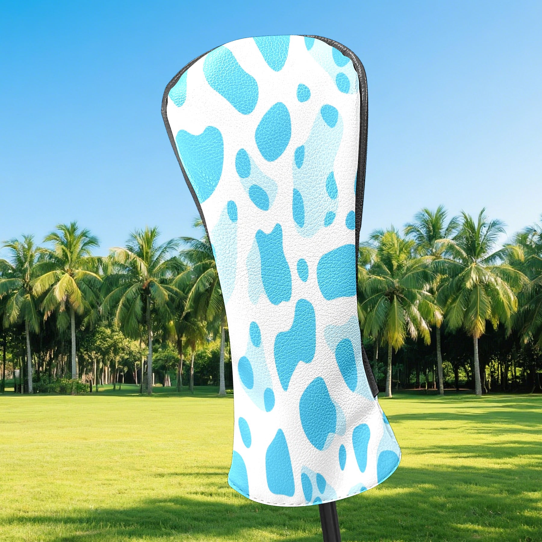 Golf Club Covers PU Leather Waterproof Head Covers for Fairway Woods Hybrids Blue Polka Dots