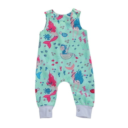 

Canis Newborn Infant Baby Girls Boys Romper Cartoon Print Sleeveless Cotton Jumpsuits