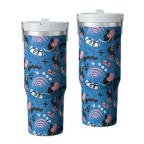 Modern 30oz Handheld Travel Tumbler with Handle – Double Wall Stainless Steel Insulated Cup, Flip Straw Lid, Leak-Proof & BPA-Free for Hot and Cold Drinks – Durable Coffee & Juice Mug White