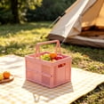 thumbnail image 4 of Foldable Plastic Grocery Basket with Handle, Collapsible Storage Crate for Shopping, Picnic & Home Organization, 4 of 5