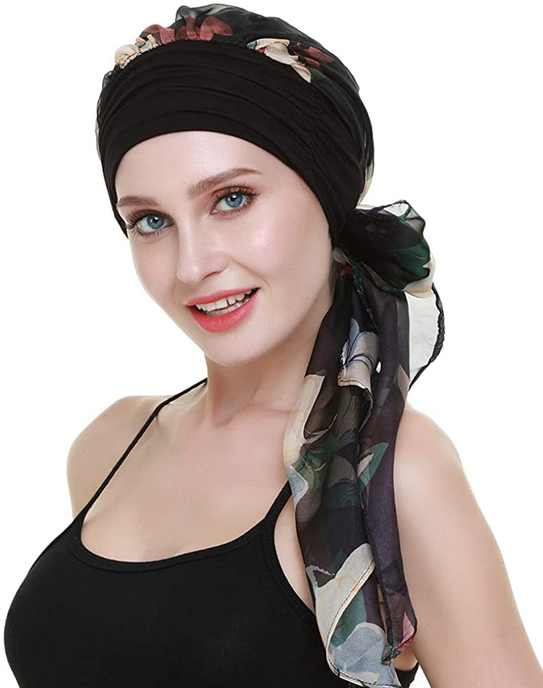 FocusCare Chemo Headwear Turbans for Women Long Hair Head Scarf Headwraps Cancer Hats 