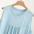 thumbnail image 6 of Bosfbaoi Women's Sleeveless Nightgown Solid Color Crew Neck Pajamas Button Detail Pleated Chest Casual Summer Sleep Dress, 6 of 9