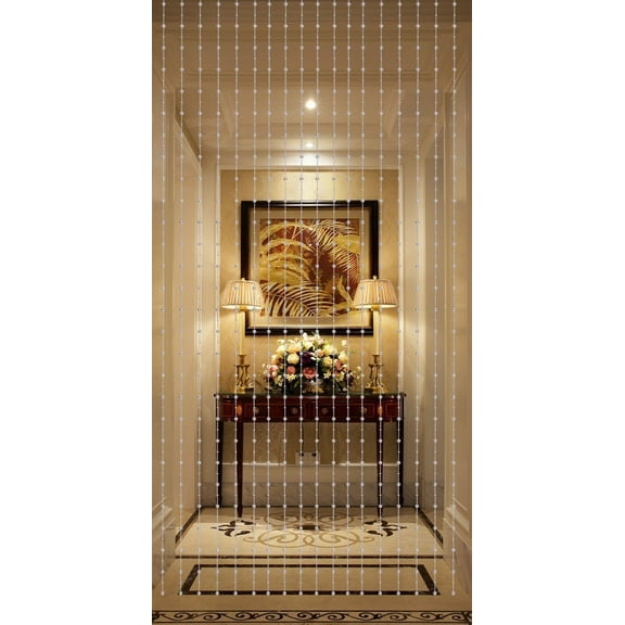 Gorgeous Home Acrylic Beaded Exotic Style Clear Crystal Balls Curtains, 35.5” x 72”