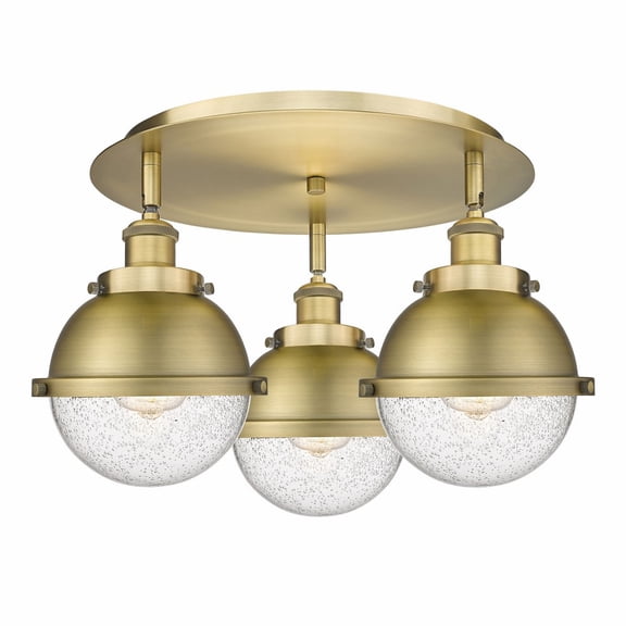 Innovations Lighting Ballston Urban - 3 Light 18" Flush Mount Brushed Brass/Brushed Brass and Seedy