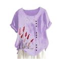 thumbnail image 2 of Shorts pour Femmes, Blouses pour Femmes, Mode Féminine Imprimée Confortable Ample Manches Courtes Blouse Boutonnée Col Rond Décontracté, 2 of 4