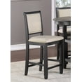 thumbnail image 3 of Clearance! Beautiful Black Finish Wooden Counter Height Chairs 2pcs Set Beige Color Textured Fabric Upholstered Dining Chairs, 3 of 7