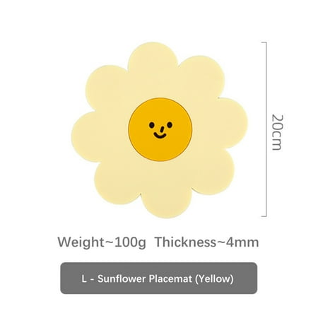 

Heat-Resistant Silicone Mat Drink Cup Coasters Placemats for Dining Table Cartoon Sunflower Coaster Place Mats for Kitchen Table Temperature Resistant Place Mats Anti-Slip Table Mats Yellow Large