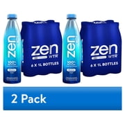 (2 pack) ZenWTR Alkaline Water, Vapor Distilled 9.5pH, 1 Liter, 6 Pack, Recycled Plastic Bottles