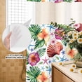 thumbnail image 2 of No Hook Shower Curtain with Built-in Rings - Tropical Coastal Washable Waterproof Fabric Bathroom Curtains for Hotel,Rentals, 72 X 72 Inch Long , Summer Shell Starfish Blue Green Pink, 2 of 9