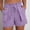 001 Purple, variant on Hvot&aat Women's Summer Linen Shorts Ruffles Drawstring Elastic Waist Shorts Pocket Outward Turned Beach Shorts