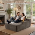 thumbnail image 5 of Ovios 67'' Oversized Chaise Lounge Chair Indoor Cloud Corduroy Floor Sofa Bed Deep Seat No Assembly Couch with Cup Holders for Living Room, Gray, 5 of 12