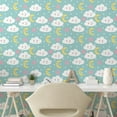 thumbnail image 3 of Ambesonne Cartoon Peel & Stick Wallpaper for Home, Clouds Stars and Crescents, 13"x100", Multicolor, 3 of 6
