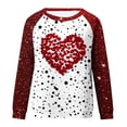 thumbnail image 4 of Penkiiy Hauts de Mode à Manches Longues pour Femmes, Col Rond Mignon, Blouse Tendance, Saint-Valentin 2025, Grande Taille, Imprimé Cœur d'Amour, Rouge, 4 of 5