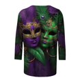 thumbnail image 4 of Mardi Gras Shirts for Women Masked Graphic 3/4 Sleeve 2026 Carnival Top Loose Casual Crew Neck Funny Tee Shirts Raved Outfits Mardi Gras Outfit, 4 of 6