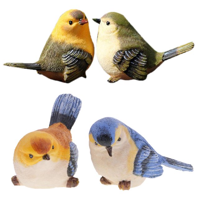 4 piezas de espuma de pájaro de plumas artificiales para decoración para hogar del jardín, decoración de escritorio CUTICAT Decoración al aire libre de jardín.