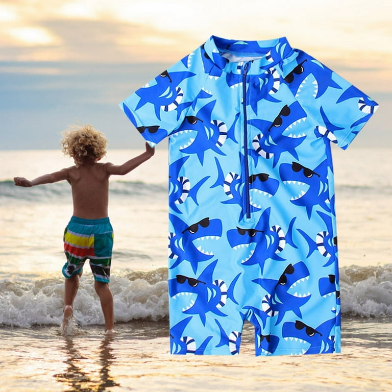 B91xZ Boys Swimsuit The Child Zip Up One Piece Bathing Suit Newborn to Toddler Blue 6 12 Months