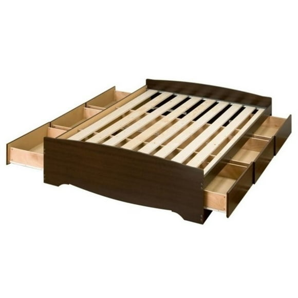 Prepac Queen Mates Platform Storage Bed in Espresso