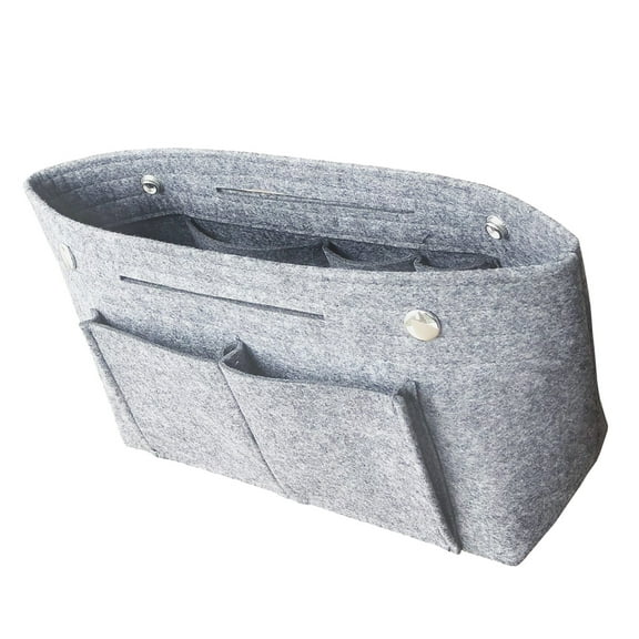 BESTOYARD Compact Grey Felt Makeup Bag for Travel and Bathroom Organization