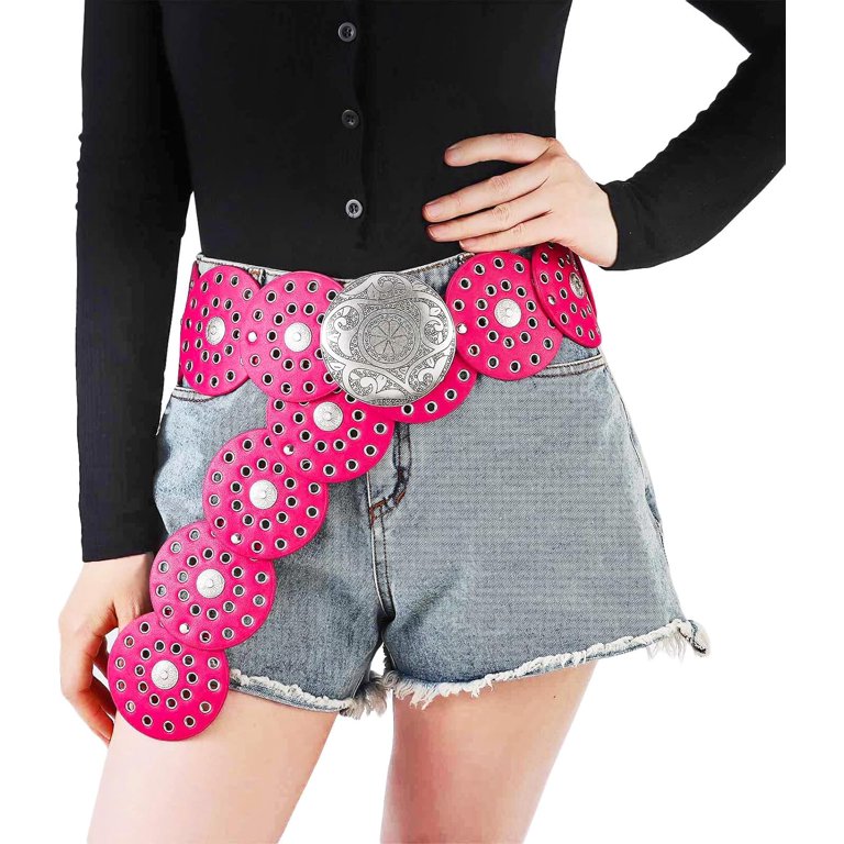 Wide disc pink belt Amazon.com: Women Fashion Pink Color Wide Elastic Waistband  main image 3