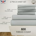 thumbnail image 2 of 6PC Bedding Set- 100% Organic Cotton Bed Sheet Set 800 Thread Count, 18" EXTRA DEEP POCKET, Crisp and Cooling Sateen Weave, Eco-Friendly - Light Grey, Alaskan King, 2 of 7
