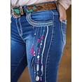 thumbnail image 3 of ROAD MARKINGS Western Bootcut Jeans, Embroidered Feather Design, Contrast Stitching, Blue Denim (US, Alpha, Small, Regular, Regular, Blue), 3 of 4