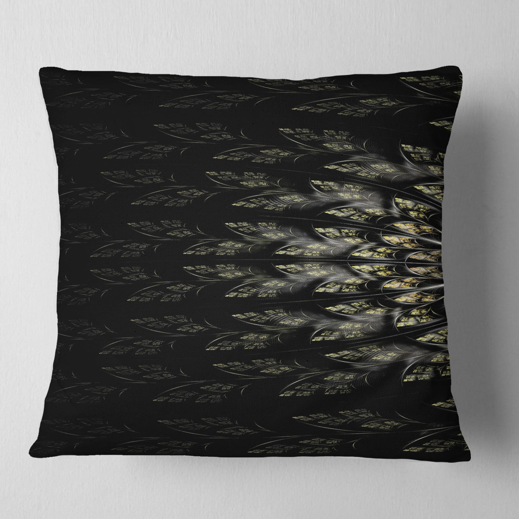 Designart Glowing Symmetrical Fractal Flower - Abstract Throw Pillow - 18x18