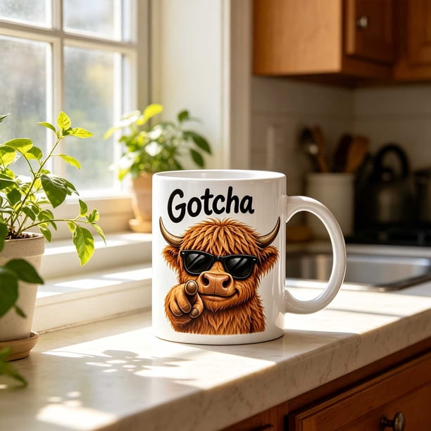 Taza de cerámica de 11 oz con una vaca divertida usando gafas de sol, diseño juguetón, apta para lavavajillas y microondas, regalo peculiar para amantes de las vacas