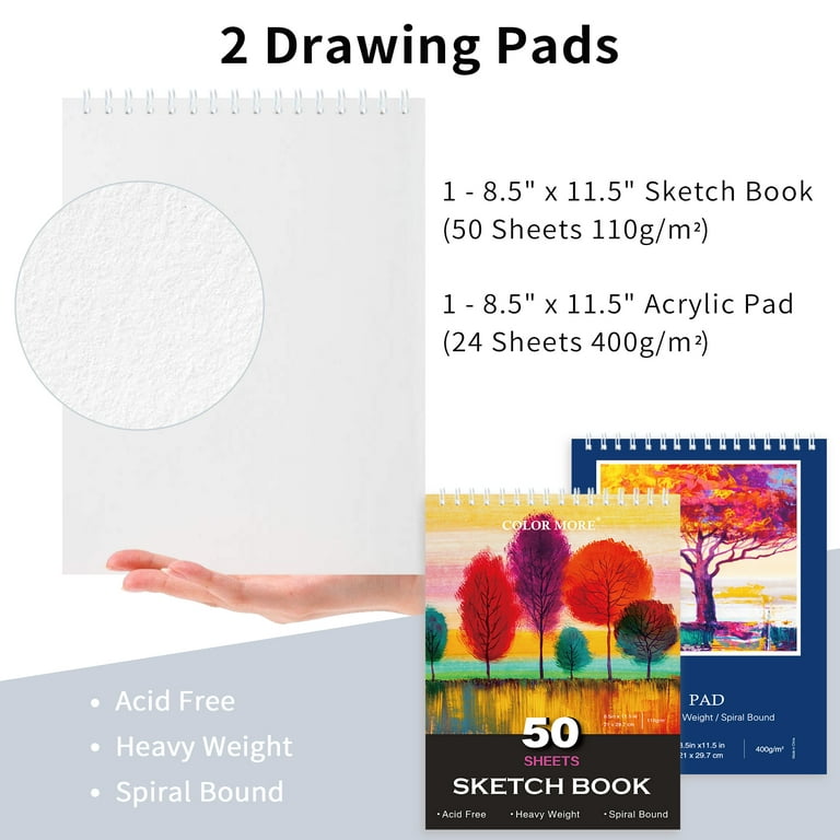 Art Supplies, 153-Pack Deluxe Wooden Art Set Crafts Drawing Painting Coloring Supplies Kit with 2 A4 Sketch Pads, 1 Coloring Book, Creative Gift Box
