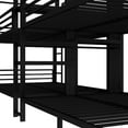 thumbnail image 4 of Full size Quadruple Bunk Bed Frame with Built-in Storage Shelves and Wardrobe, Sturdy Metal Beds Frame with Safety Guard Rails and Ladder for Bedroom, Dorm, Apartment, Mattress Not Included, Black, 4 of 9