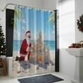 thumbnail image 4 of Christmas Santa Claus Bathroom Shower Curtain Abstract Santa Claus Building Sand Castle on Ocean Beach Waterproof Washable Shower Curtains for Bathtub Bath Decor with Grommets and Hook 66 X 72 Inch, 4 of 8
