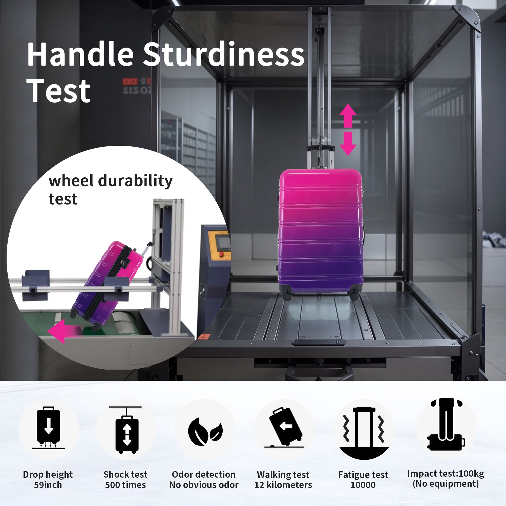 Oufan Gradient Color Expandable Luggage Sets of 3, Lightweight Travel Luggage with Wheels & TSA Lock, Carry-On & Large Checked Luggage, 20"/24"/28"