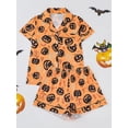 thumbnail image 3 of WIBACKER S-2XL Halloween Womens Pajamas Set Short Sleeve Button Down 2 Piece Loungewear Sets Ghost Pumpkin Sleepwear, 3 of 7