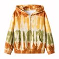 thumbnail image 2 of Spazoro Girls Full Zip Hoodie with Pockets, Hooded Tie Dye Long Sleeve Stretchy Lightweight Casual Sweatshirt Jacket Green Size 5-6, 2 of 6