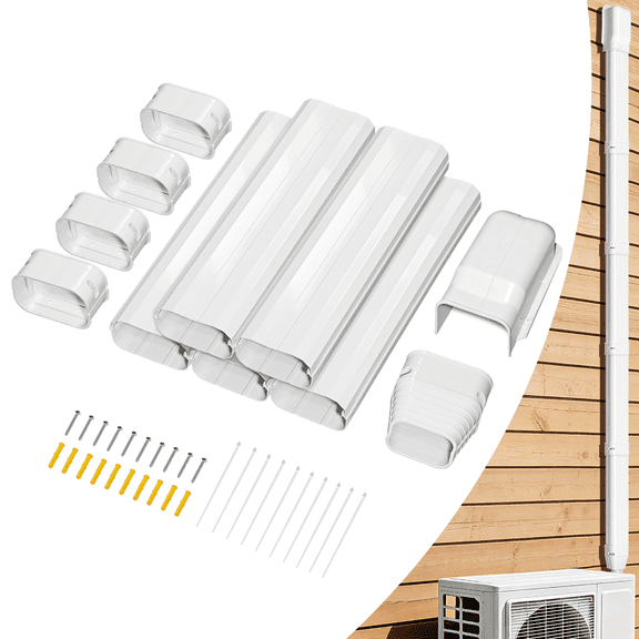 UCINNOVATE 4’’ 7.5Ft Mini Split Line Set Cover, Upgrade PP Decorative AC Lineset Cover, Paintable HVAC Line Hide Kit for Mini Split Air Conditioners & Heat Pumps, Easy to Install, Weather-Resistant