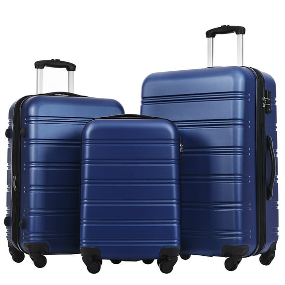 PAPROOS Carry on Luggage Set, 3 Piece 20" 24" 28" Hardshell Suitcase Set, Expandable Suitcase with Spinner Wheel and TSA Lock, Lightweight Rolling Luggage Set for Travel Business Trip, Dark Blue