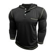 thumbnail image 7 of WTOBBY Men's Casual Long Sleeve Hooded T-Shirt Button Front, Solid Color with Pocket, Comfortable for Daily Wear, Layering, and Casual Street Style,Black L, 7 of 7