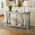 Pellebant Entryway Table Wood Console Table with Shelves Farmhouse Sofa Table,Grey Wash