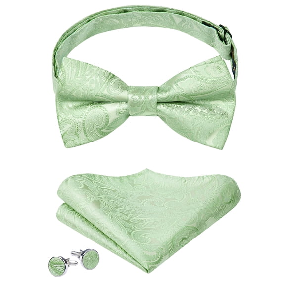 Men's Bow Ties Pre-tied Bow Tie Adjustable Bowtie Floral Navy Blue Handkerchief Cufflinks Sets