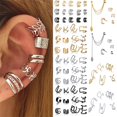 thumbnail image 2 of Pendientes de Clip de hojas de Color plateado para mujeres y hombres, pendientes creativos simples en forma de C, conjunto con rizador para oreja sin perforación, regalo de joyería de tendencia, 2 of 4