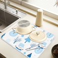 thumbnail image 2 of Yayeee Dish Drying Mat for Kitchen Counter 16" x 18" Microfiber Super Absorbent Coffee Decorative Pad, Blue Simple Cartoon Snowmen, 2 of 9
