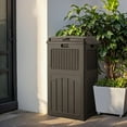 thumbnail image 3 of BOBOKY 33 Gallon Outdoor Trash Can, Hideaway Garbage Bins with Tiered Lid, Waterproof Resin Outside Waste Bins for Patio, Outside Pool, Backyard and Deck,Deep Brown,1 Pack, 3 of 7