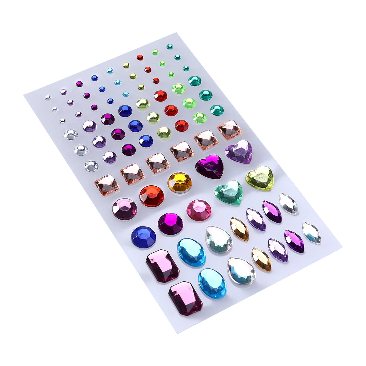 Self-Adhesive Acrylic Crystal Rhinestone Jewels Gems Sticker Sheets Assorted Colors Various Shapes (Multicolor Type 1)