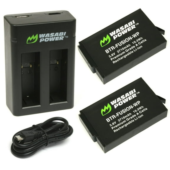 Wasabi Power Battery (2-Pack) and Dual Charger for GoPro Fusion and GoPro ASBBA-001